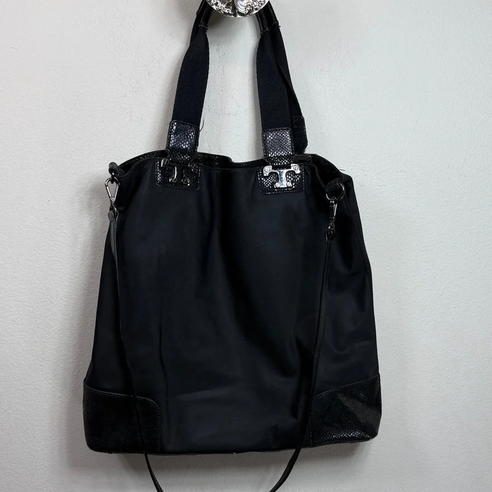 (X3) TORY BURCH NICO bag in black nylon and patent leather, large - Picture 2 of 12